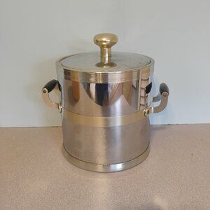 Kraftware Vintage Chrome and Brass Ice Bucket